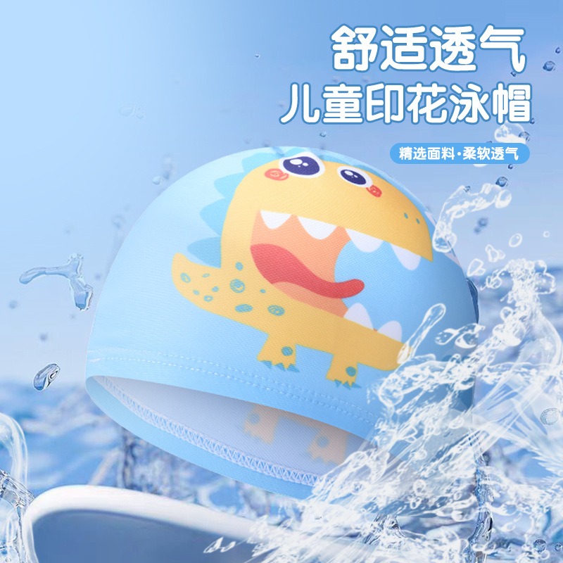 Cute Dinosaur Print Kids Swim  - Swim Hat Silicone avis et prix