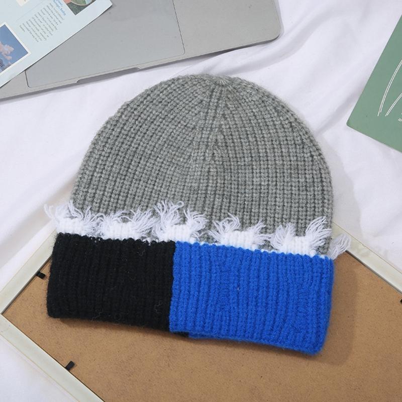 Korean Version Color Matching  - Beanie Cuffed Knit avis et prix