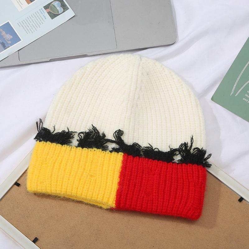 Korean Version Color Matching  - Beanie Cuffed Knit avis et prix