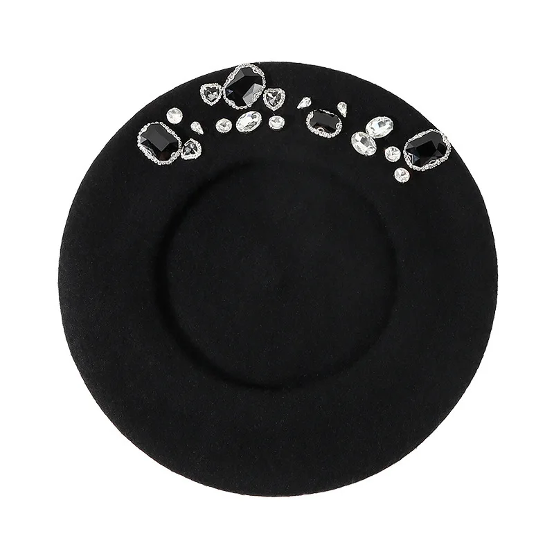 Stunning Rhinestone Wool Beret - Beret French Wool avis et prix