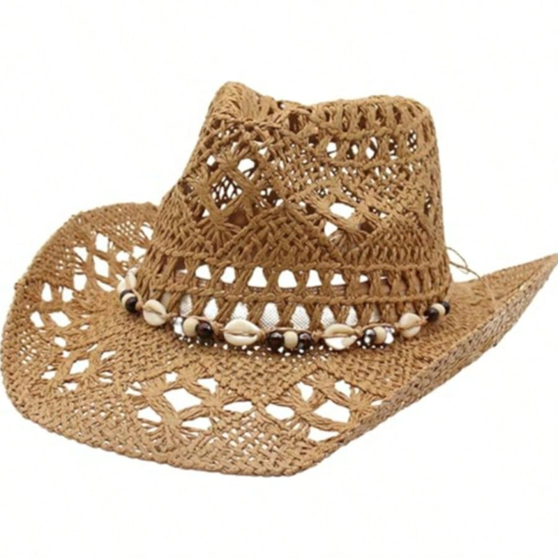 1pc Boho Shell Hollow Out Stra - Cowboy Hat Straw avis et prix