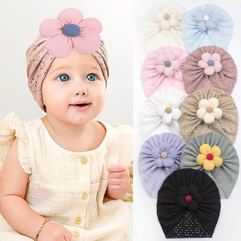 3D Flower Baby Turban Cap Summ - Dad Hat Cotton avis et prix