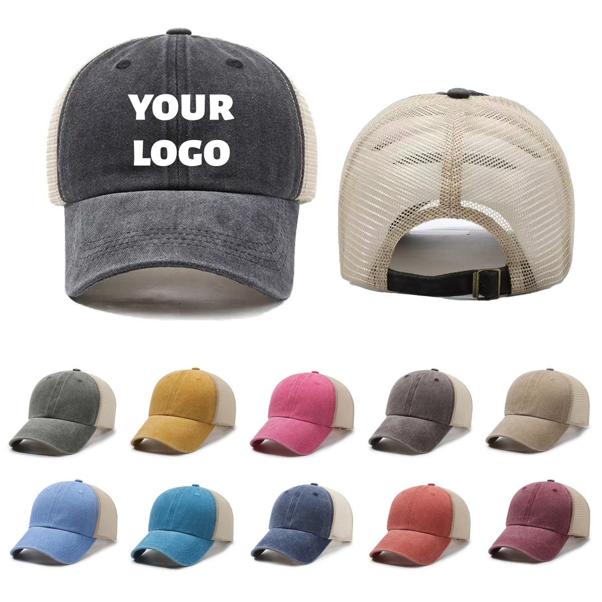 Custom Logo Washed Mesh Cap Br - Visor Sun Hat avis et prix