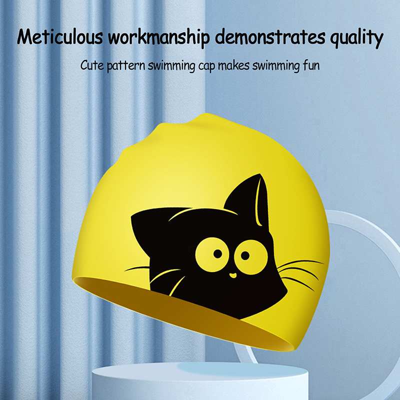 Cute Cat Swimming Cap For Long - Swim Hat Silicone avis et prix
