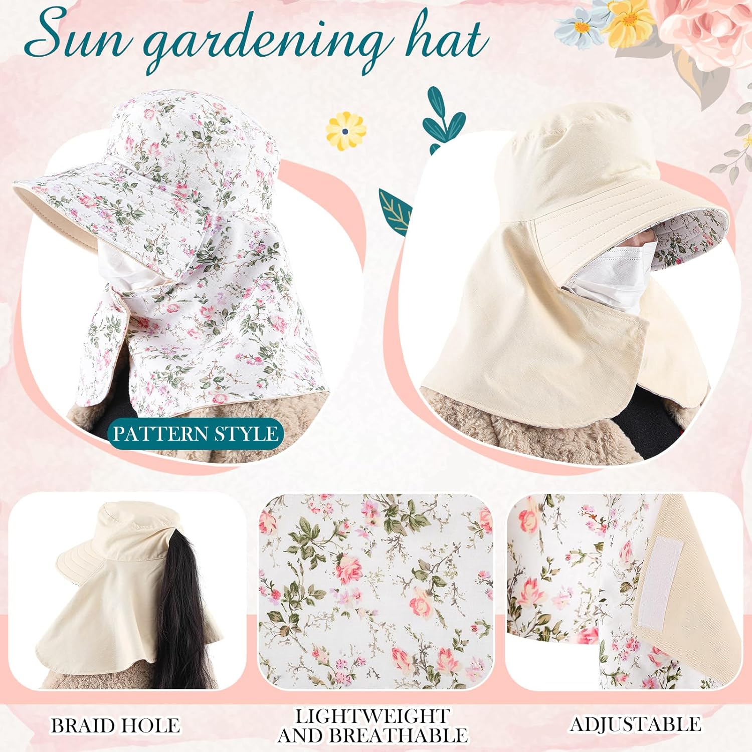 2 Pcs Floral Garden Hat for Wo - Visor Sun Hat avis et prix