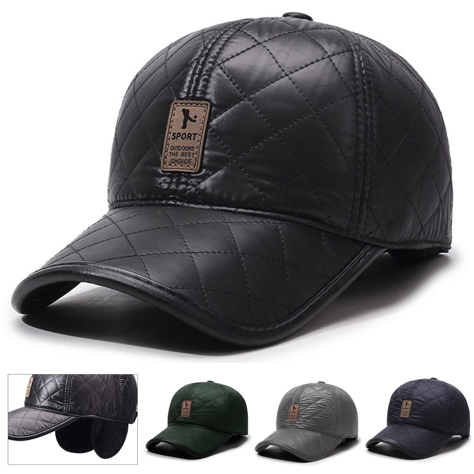 Winter Men PU Baseball Cap War - Winter Trapper Hat avis et prix