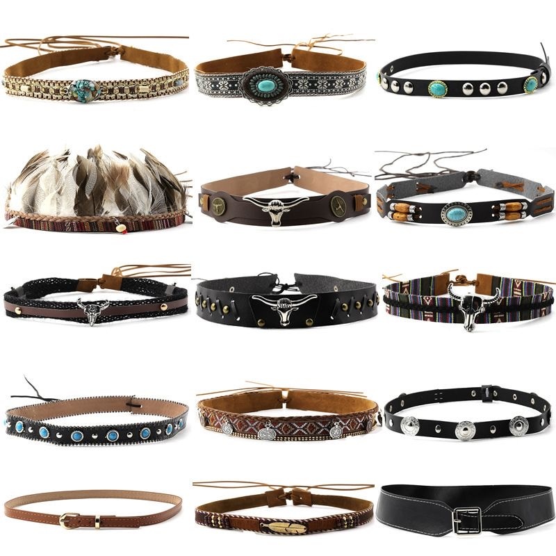 Retro Ethnic Style Belt, Headb - Cowboy Hat Straw avis et prix