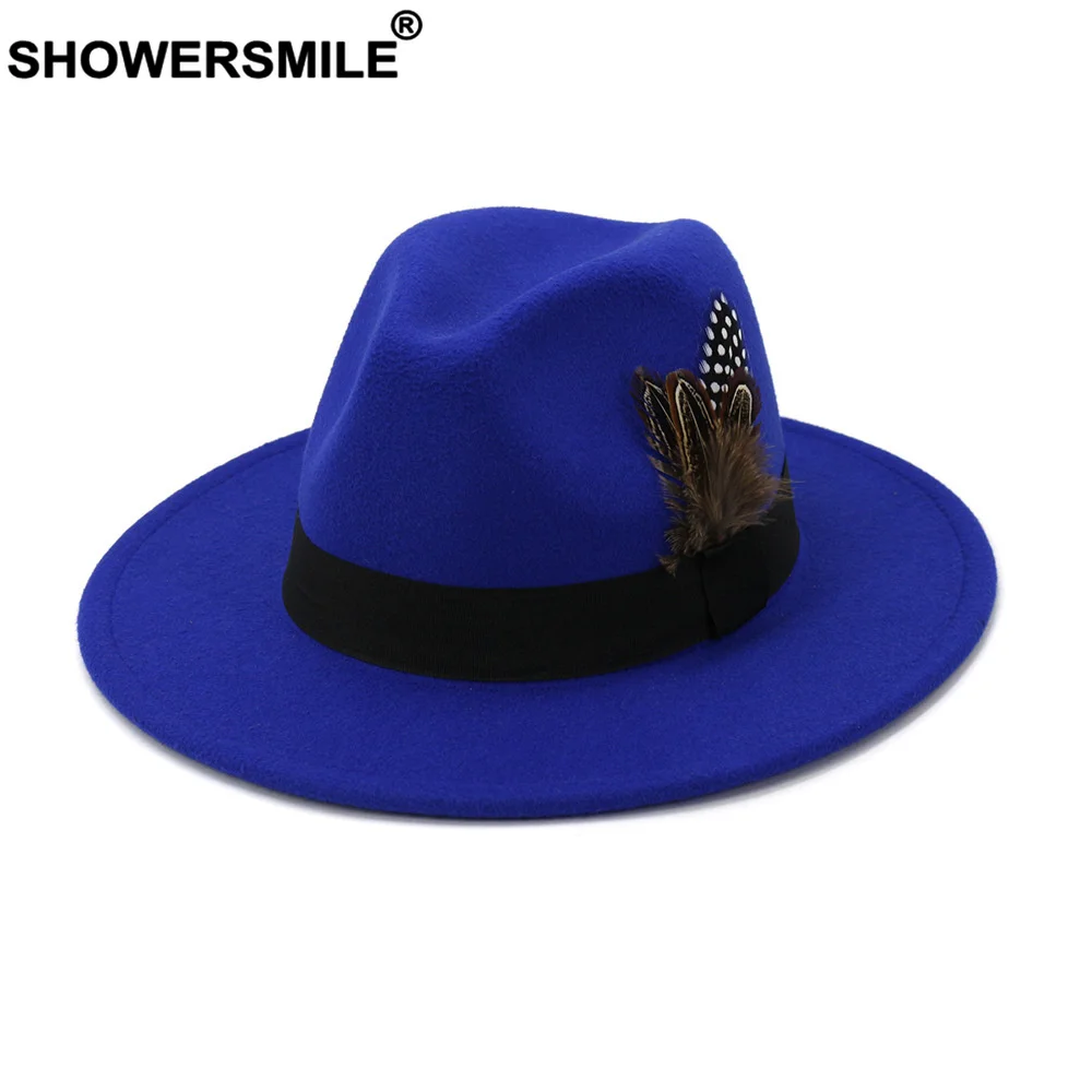 SHOWERSMILE Royal Blue Women M - Fedora Hat Wool avis et prix