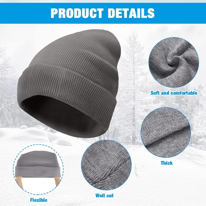 1pc Winter Warm Thick Beanie H - Beanie Cuffed Knit avis et prix