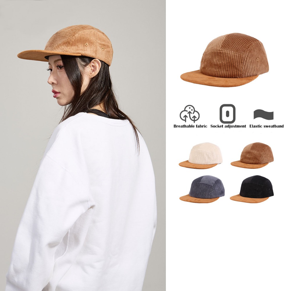 Versatile Retro Flat Brim Base - Corduroy Cap 5 Panel avis et prix