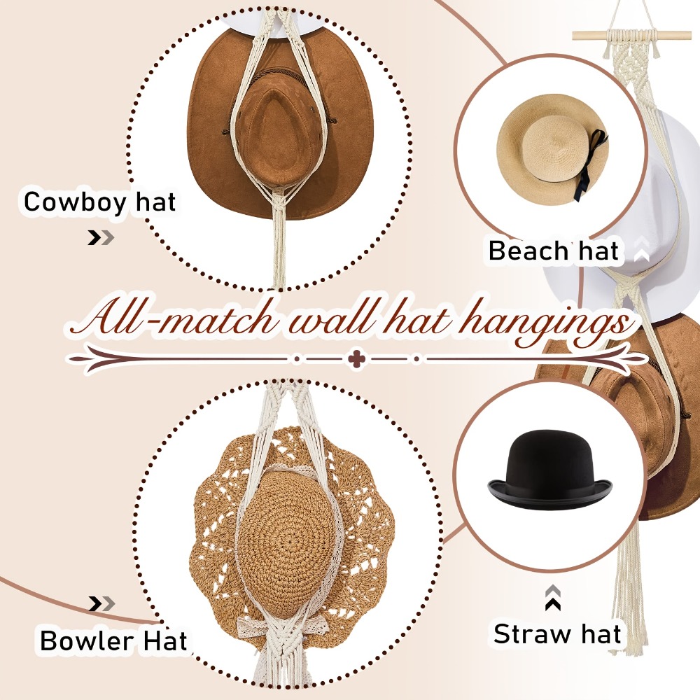 Bohemian Macrame Hat Hanger Ha - Sun Hat Wide Brim avis et prix