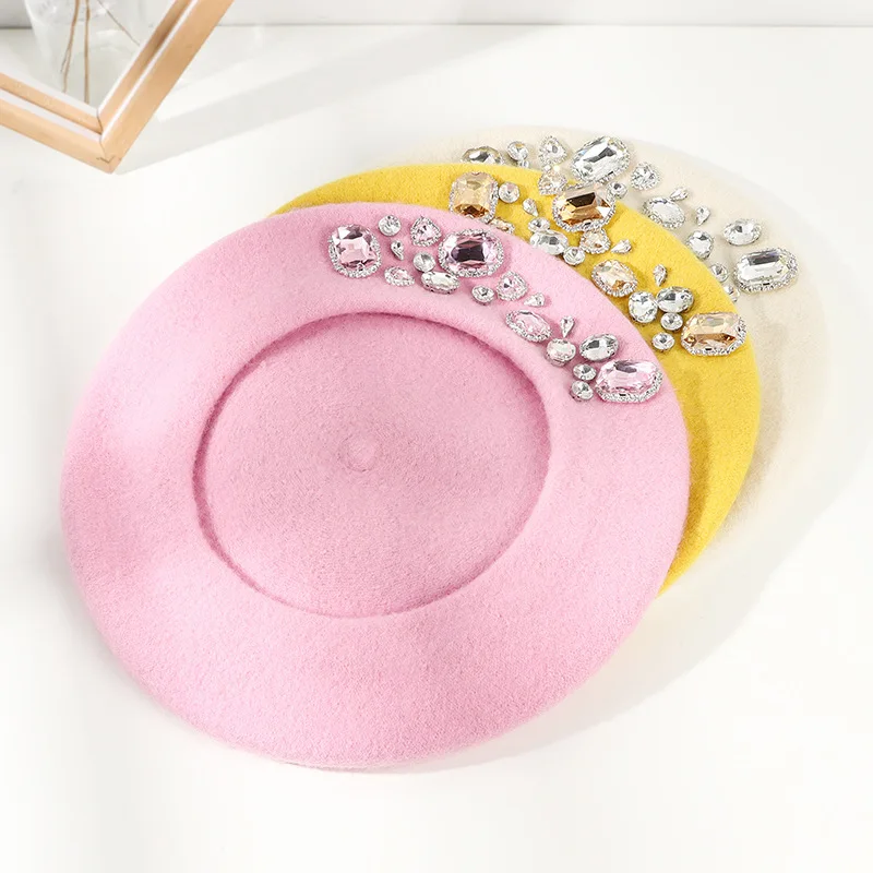 French Beret Thick Rhinestone  - Beret French Wool avis et prix