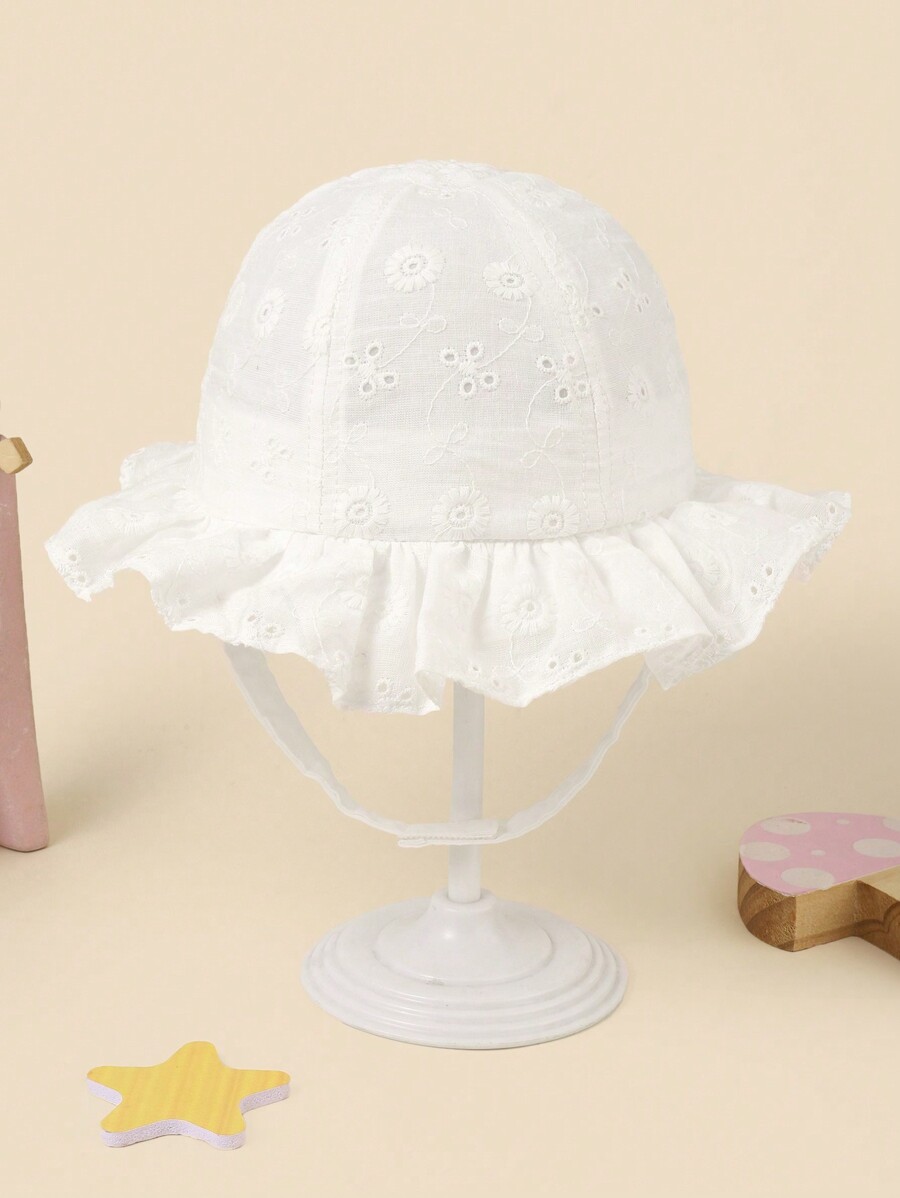 White Floral Embroidery Bucket - Bucket Hat Cotton avis et prix