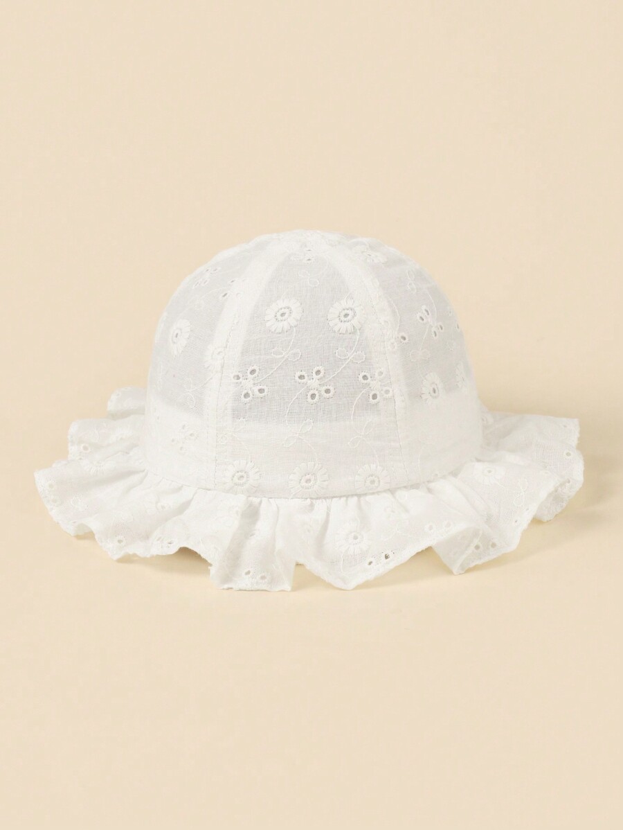 White Floral Embroidery Bucket - Bucket Hat Cotton avis et prix