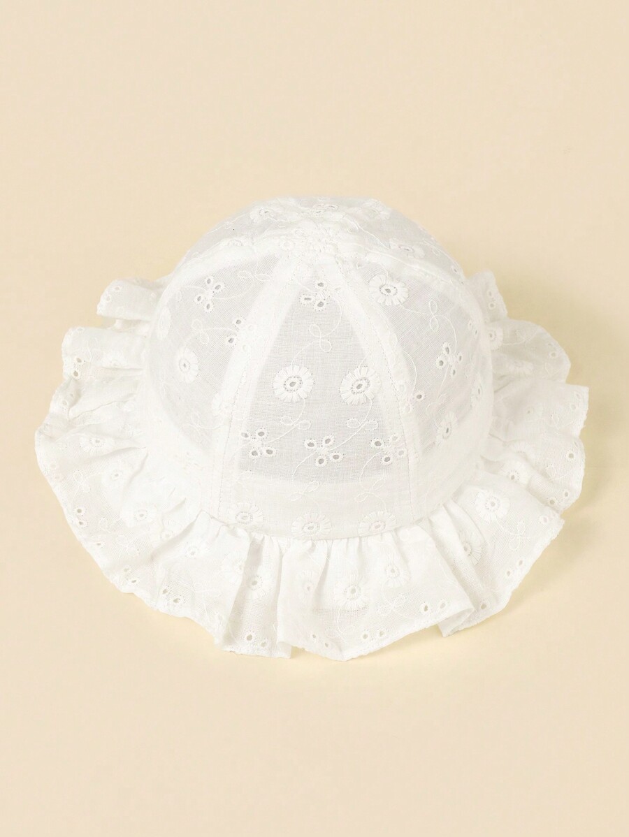 White Floral Embroidery Bucket - Bucket Hat Cotton avis et prix