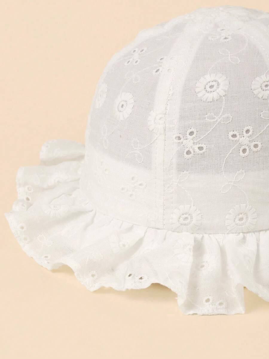 White Floral Embroidery Bucket - Bucket Hat Cotton avis et prix