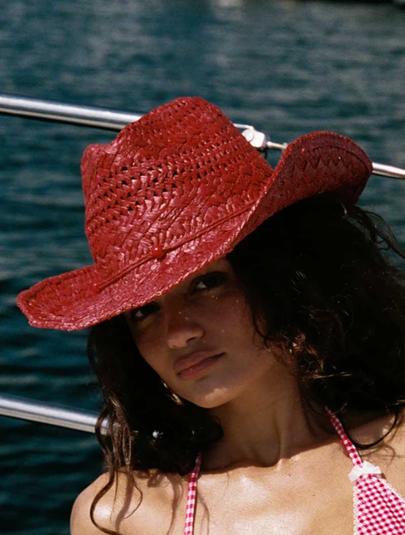 Cowboy hat red hand-painted su - Cowboy Hat Straw avis et prix