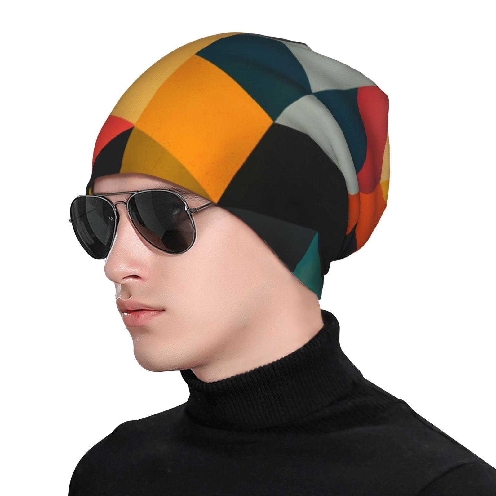 Geometric Cube Pattern Art Pri - Beanie Cuffed Knit avis et prix