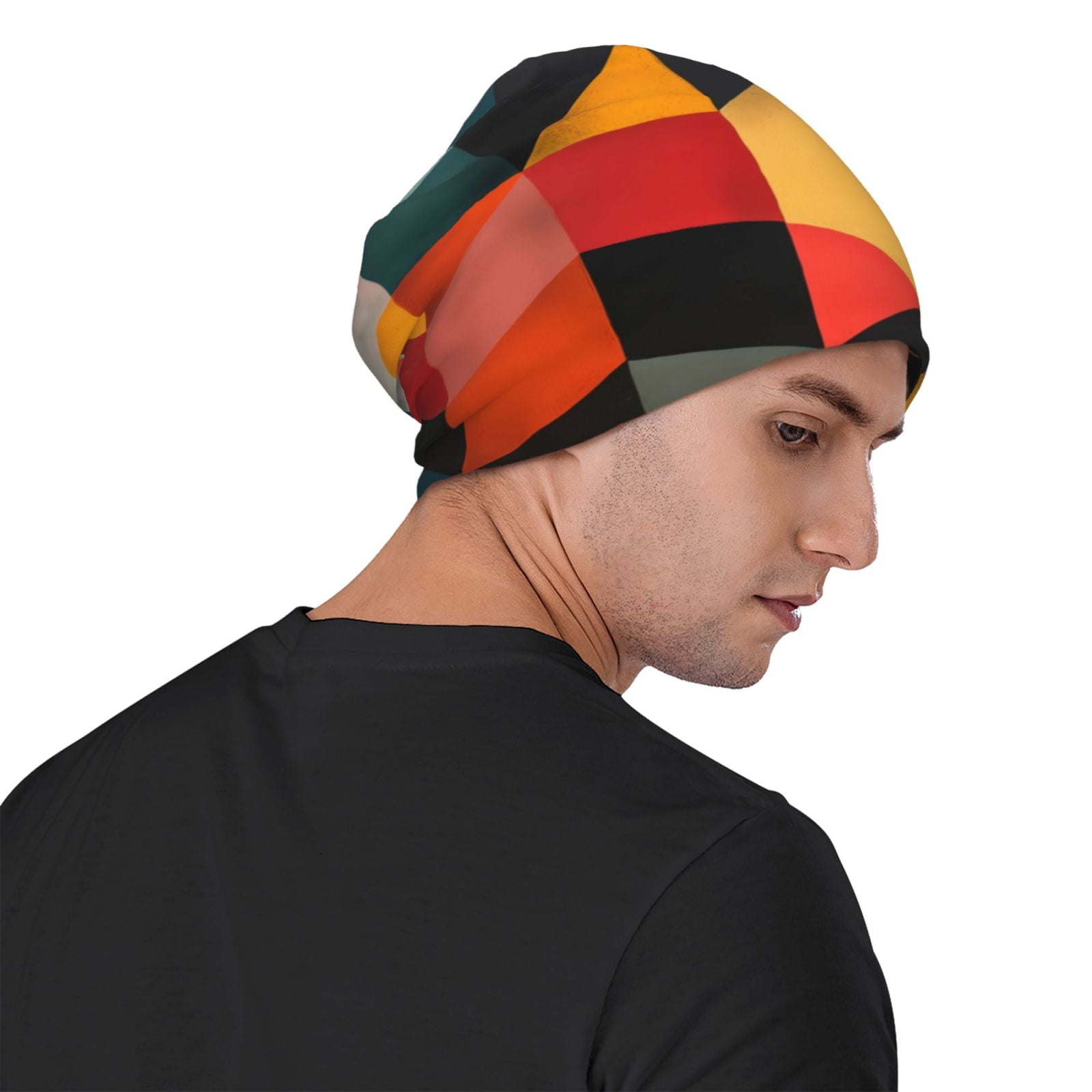 Geometric Cube Pattern Art Pri - Beanie Cuffed Knit avis et prix