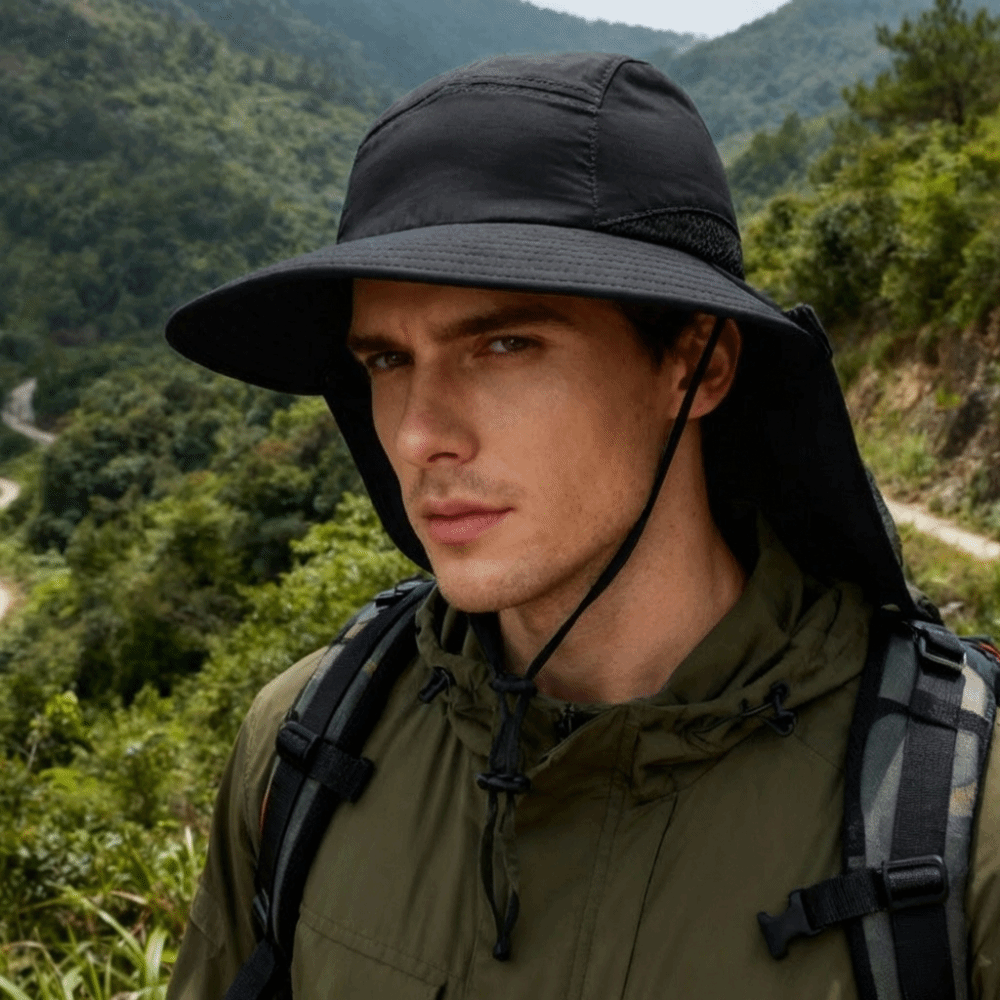 Fashion Wide Brim Outdoor Sun  - Bucket Hat Cotton avis et prix