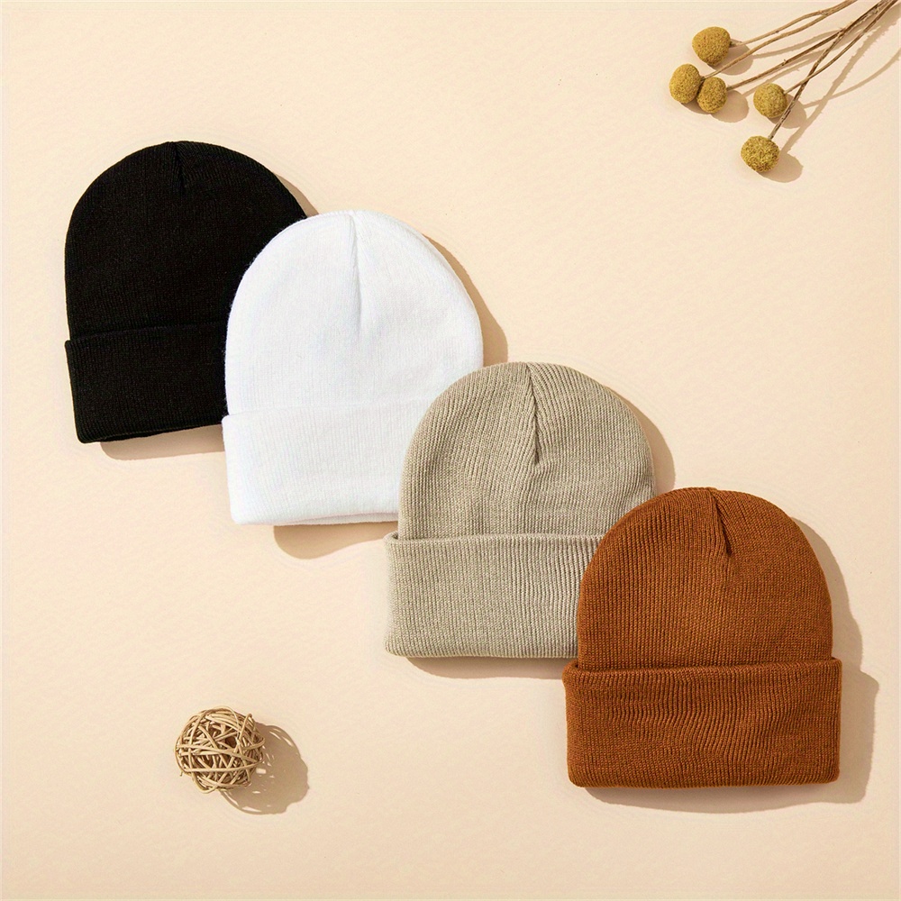 4pcs Baby Hat Knit Cuffed Bean - Beanie Cuffed Knit avis et prix
