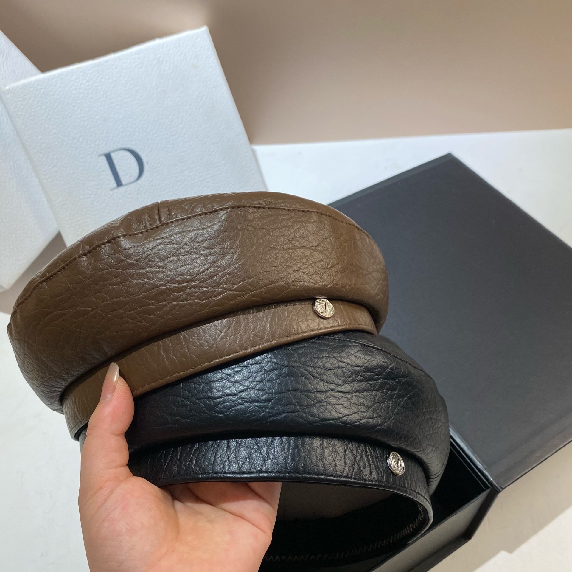 PU Leather Beret Caps Women Fa - Snapback Hat Flat avis et prix