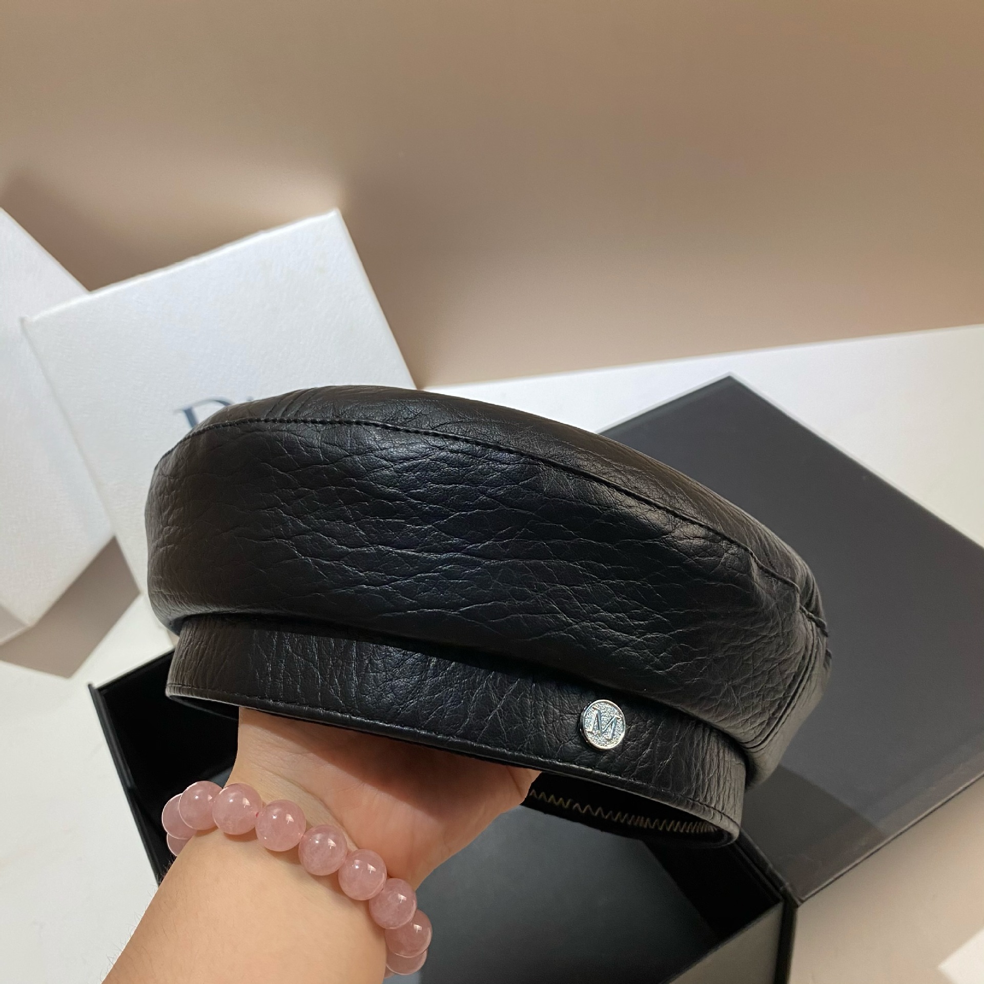 PU Leather Beret Caps Women Fa - Snapback Hat Flat avis et prix