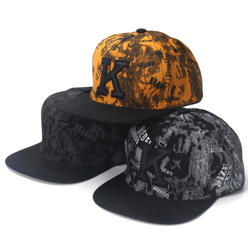 K Letter Hip Hop Baseball Caps - Snapback Hat Flat avis et prix